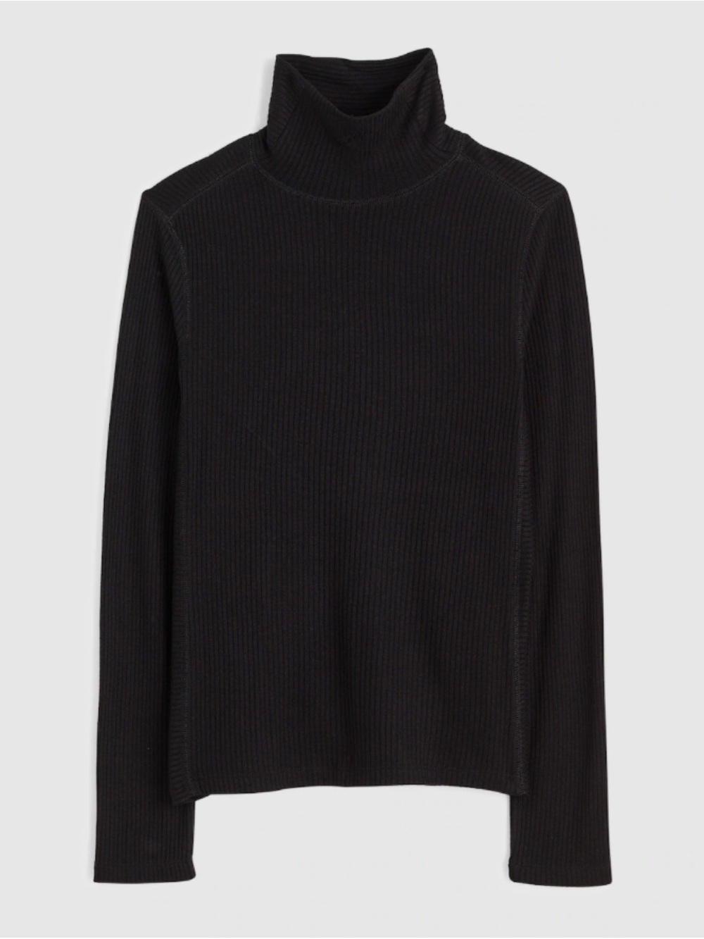 Madewell Ribbed Turtleneck Long-Sleeve Tee Jet Black L Nwt Capsule Wardrobe